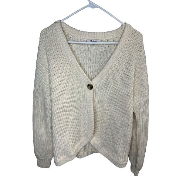 Madewell Shirttail Cardigan Sweater Chunky Size XS Antique Cream - Picture 3 of 10
